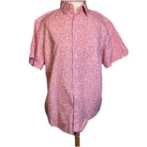UNTUCKit Short Sleeve Button Up Shirt Red White Floral Slim Fit Men’s Sz M